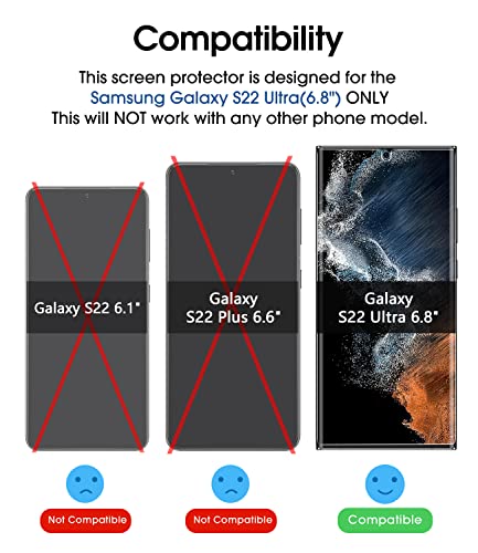 (2 Piezas) amFilm Piel Elástica Protector de Pantalla para Samsung Galaxy S22 Ultra 5G de 6,8 Pulgadas, Compatible con Identificación de Huellas Dactilares, con Herramienta de Alineación de Fácil Instalación y Vídeo, HD Transparente, Película de TPU Cober